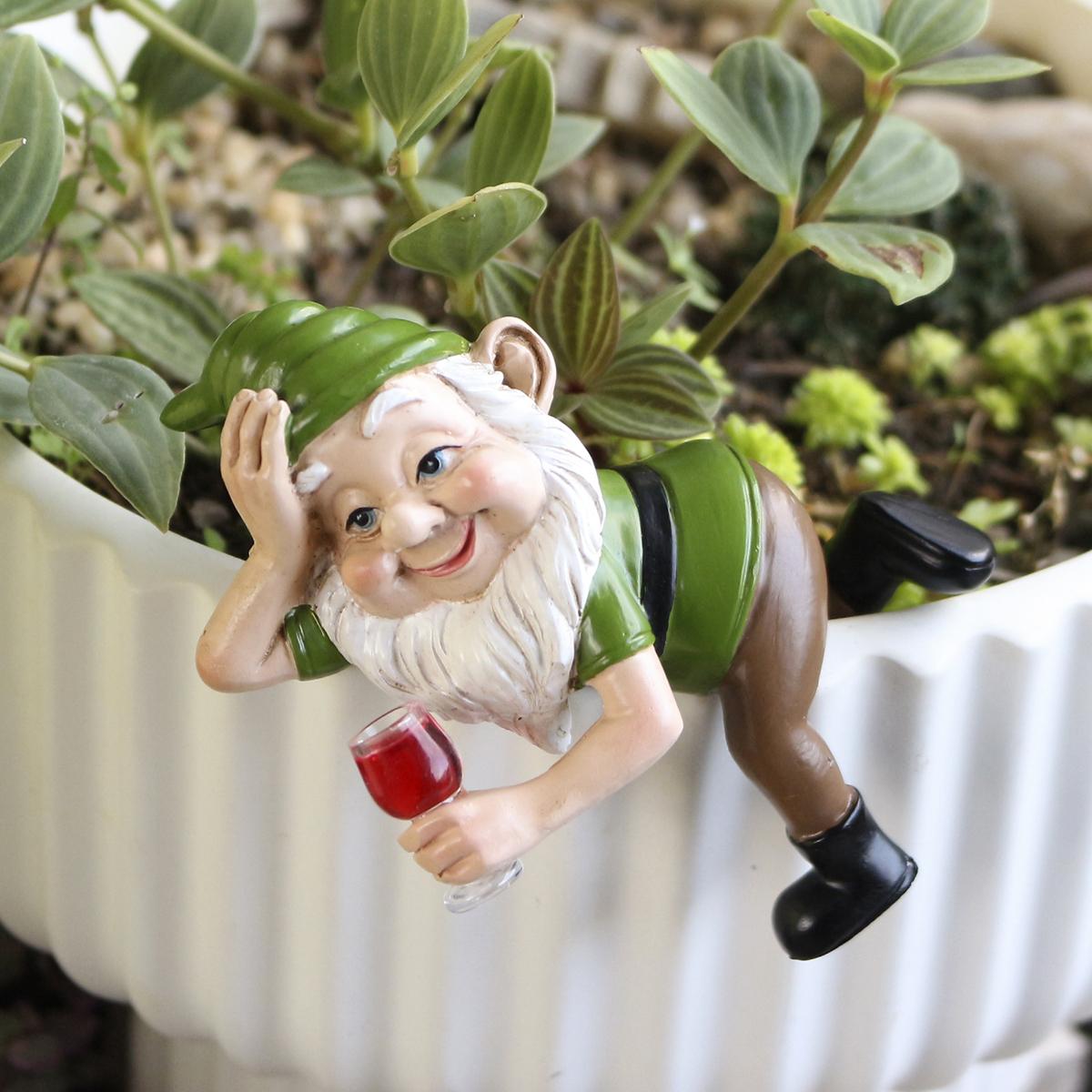 

1 dwarf drinking figurine, fun and humorous garden bonsai decoration figurine, hand-painted resin handicraft