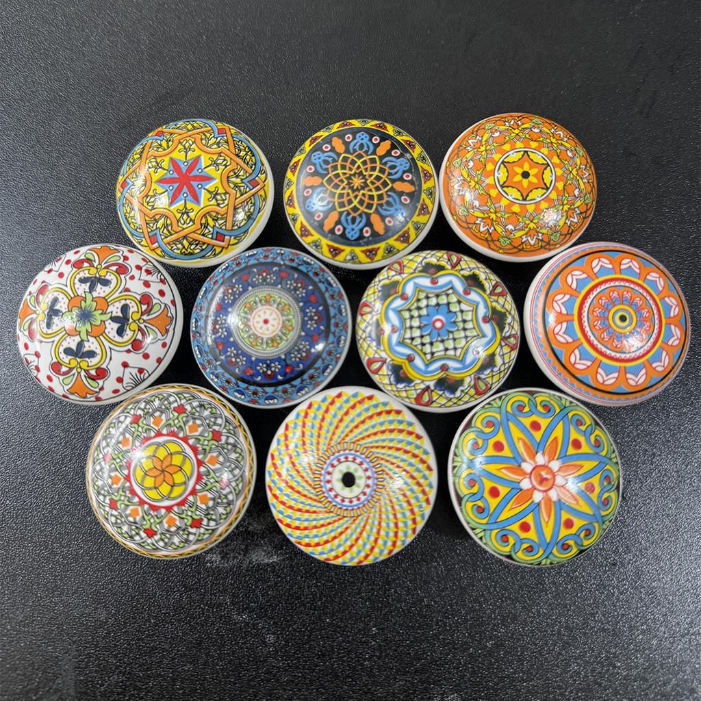 Bohemian Ceramiczna Gałka do Szafki Pojedynczy Otwór Uchwyt do Szuflady z Metalową Podstawą do Mebli Drzwi Retro Okucie Sprzętowe