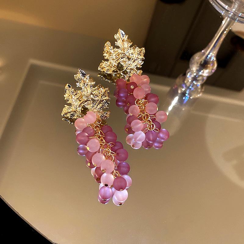 

Европейский и американский преувеличенный дизайн длинные серьги-кисточки с цветами в фиолетовом/серебристом цвете для женщин