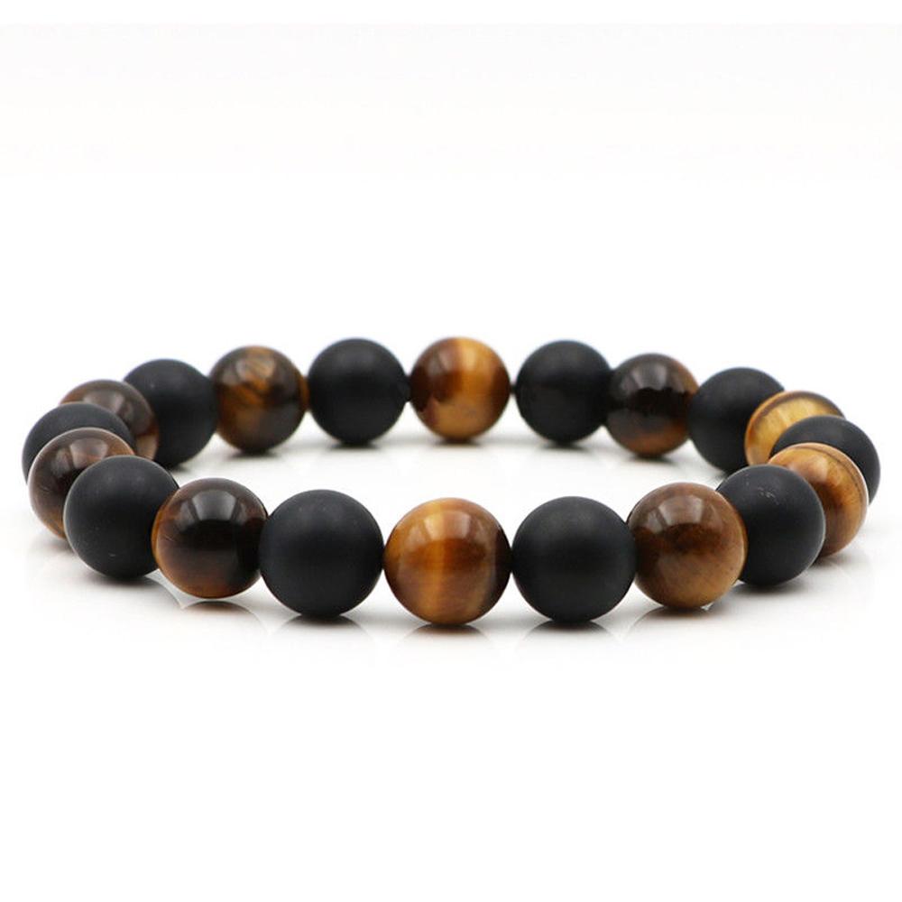 Chakra Beaded Bracelet Men 8mm 12mm Natural Stone Lava Rock Tiger Eye Onyx Matte Howlite Healing Beads Charm Yoga Women Jewelry
