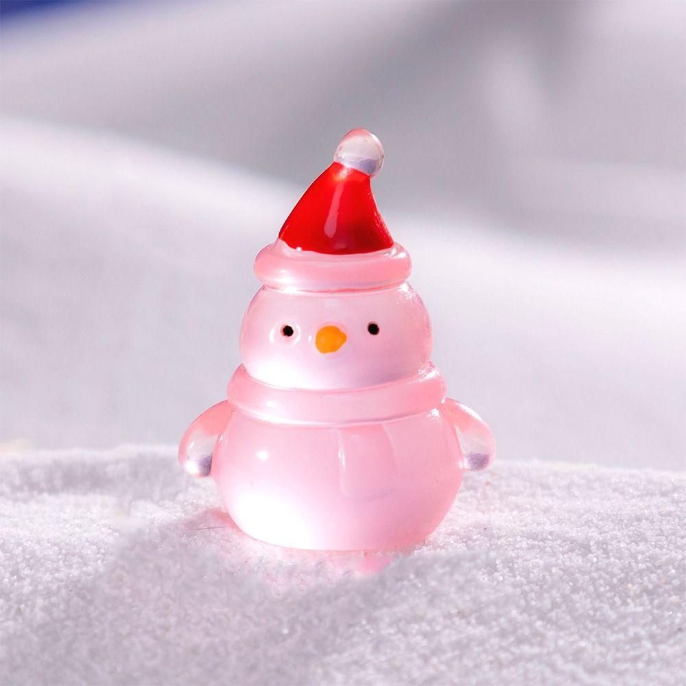 10pcs Glowing in Dark Christmas Snowman Statue Merry Christmas Decoration  Car Accessories