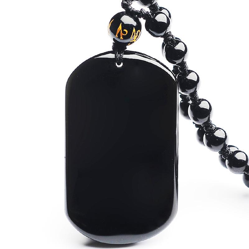 Obsidian Pendant Couple Style Ping an Brand Necklace Pendant Sweater Chain