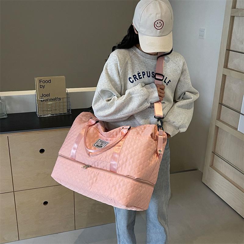 Modna Torba Sportowa na Krótką Podróż, Rhombus, Separacja na Mokre i Suche, Torba na Jogę i Fitness, Duża Pojemność, Torba na Buty Cango, Torba Podróżna