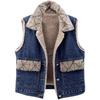 Retro Blue Lamb Wool Plus Velvet Thick Denim Vest Vest Women's Winter Casual Sleeveless Jacket Vest