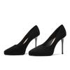 Fashion 2025 Spring New Black High Heels Sexy Stiletto Pointed Toe Platform Lady Party Single Shoe Career Suede Womens Pumps Size 34-39