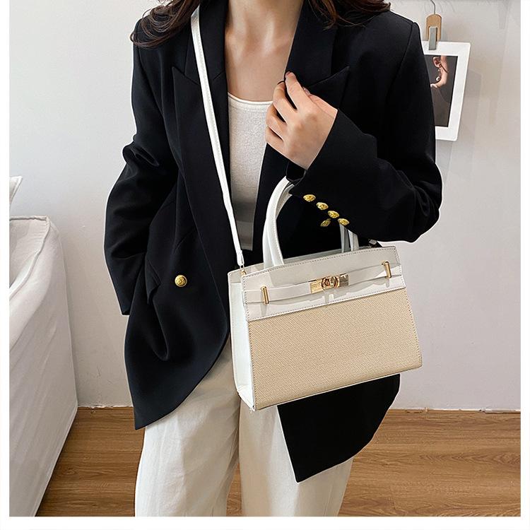 New Women Color Block Handbag Fashion Texture Crossbody Shoulder Commuter Bag CLE
