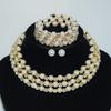 Bridal Wedding Pearl Rhinestone Bundle Neck Chain Collar Bracelet Stud Earrings Three-piece Amazon Claw Chain Set