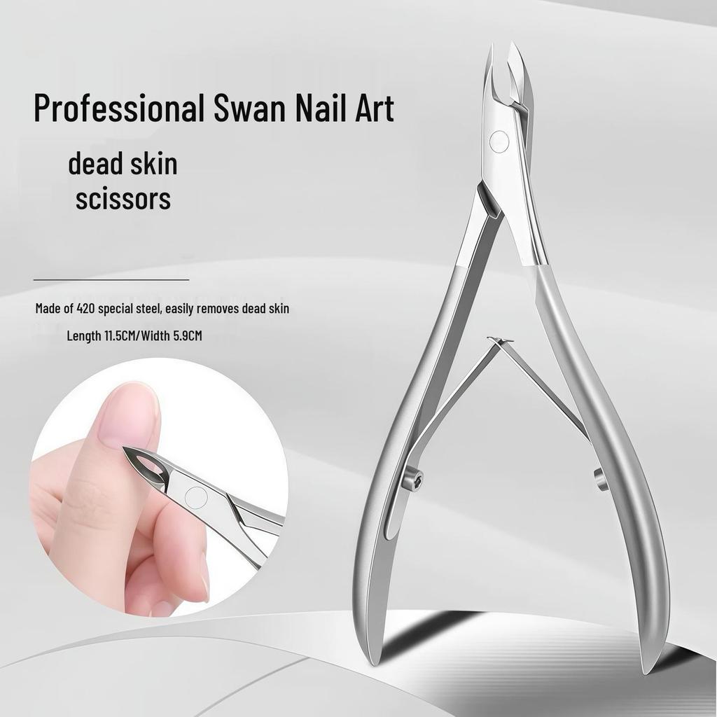 Swan Stainless Steel Russian-Style Cuticle Nippers with Small Blade - Professional Manicurist Tool & Nail Clippers