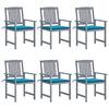 Exclusive House - Garden Chairs and Cushions Set of 6 Solid Acacia Wood Grey