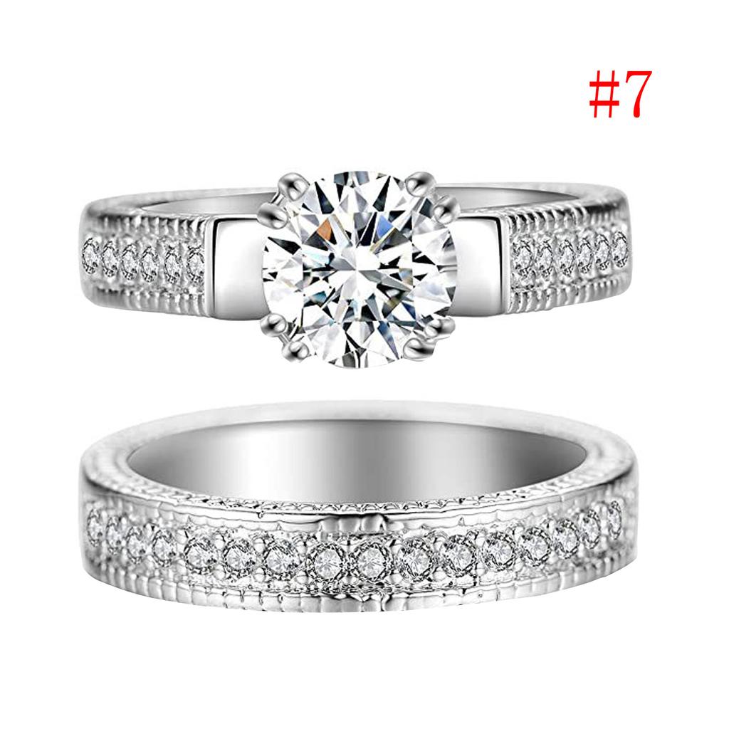 Zircon Ring Women Index Finger Ring Fashion Couple Ring Set Jewelry Gift