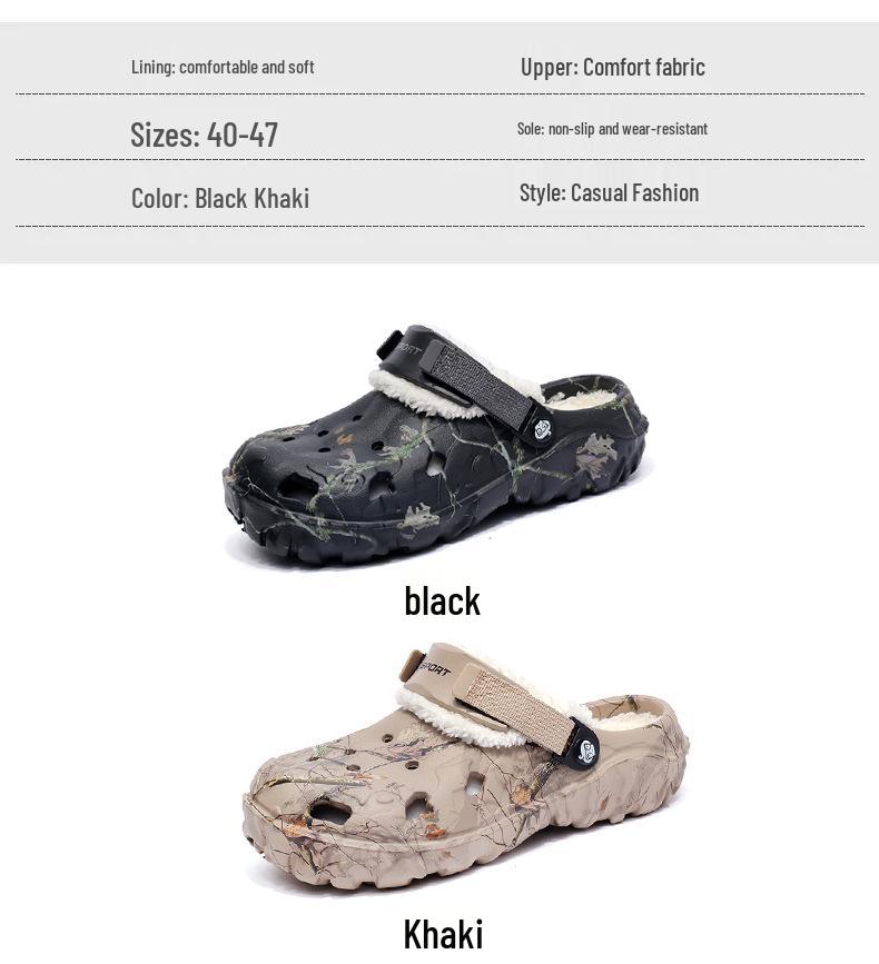 Men's Winter 2025 Thick Sole Velvet-Lined Cotton Slippers