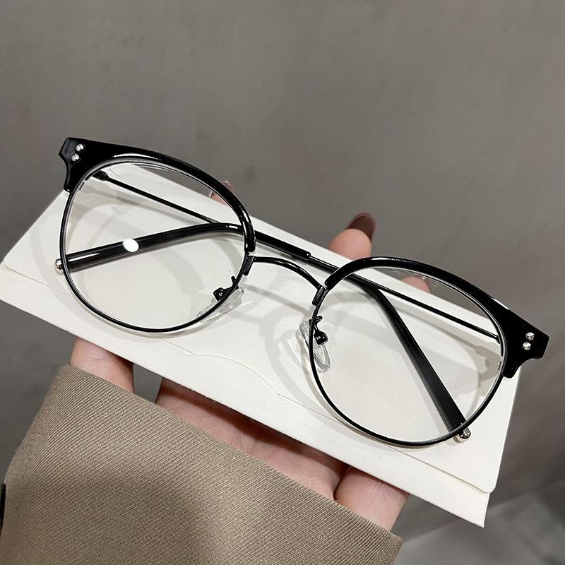 Fashion Semi-Rimless Men Glasses  Material Anti Blue Light Eyeglass Frames Korean Fashion Women'S Glasses