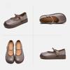 Johnature Flache Retro-Schuhe aus echtem Leder mit weicher Sohle, bequeme, leichte Pendlerschuhe für Damen