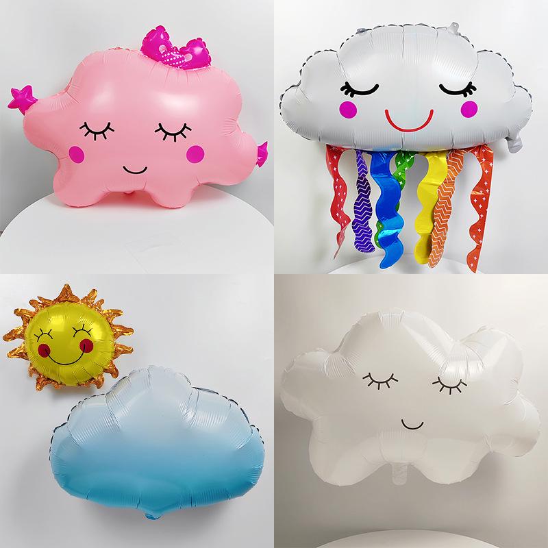 Large Rainbow Smile Balloons - Colorful Cloud Design for Kids' Birthday Party Decor