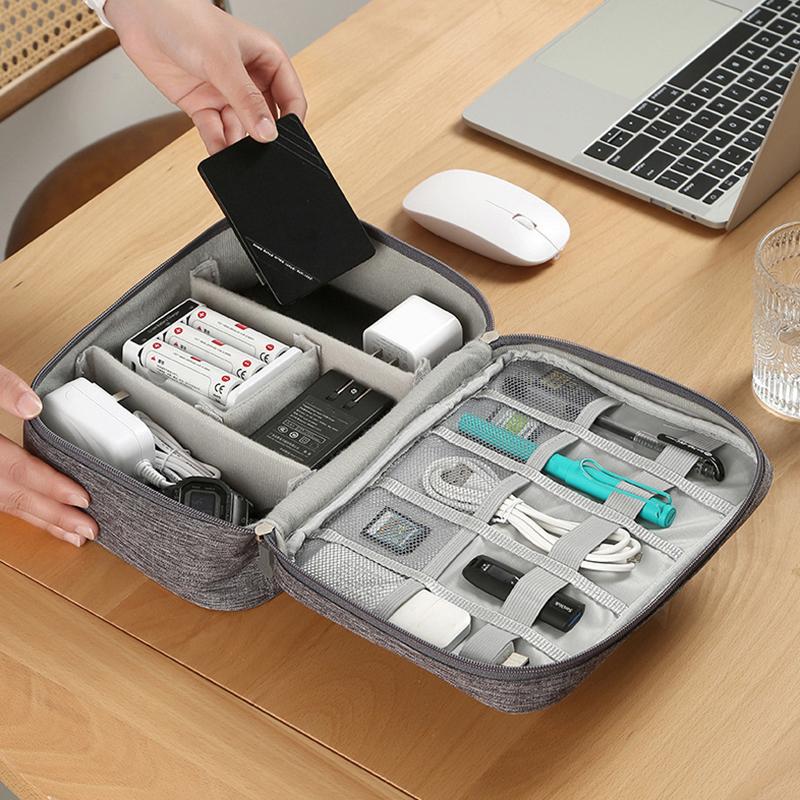 1pc Portable USB Data Cable Charger Storage Bag Travel Cable Organizer For Cadillac XT4 XT6 CTS DTS STS XTS ATS BLS SLS CT5