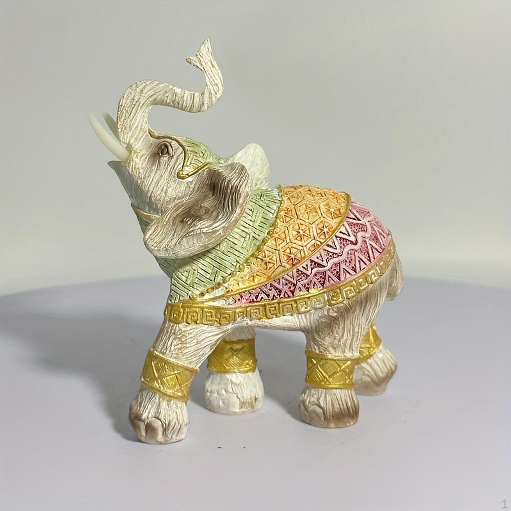 Elephant Figurine Animal Sculpture Collectible Desktop Ornament Decorative Statue for Desk Cabinet