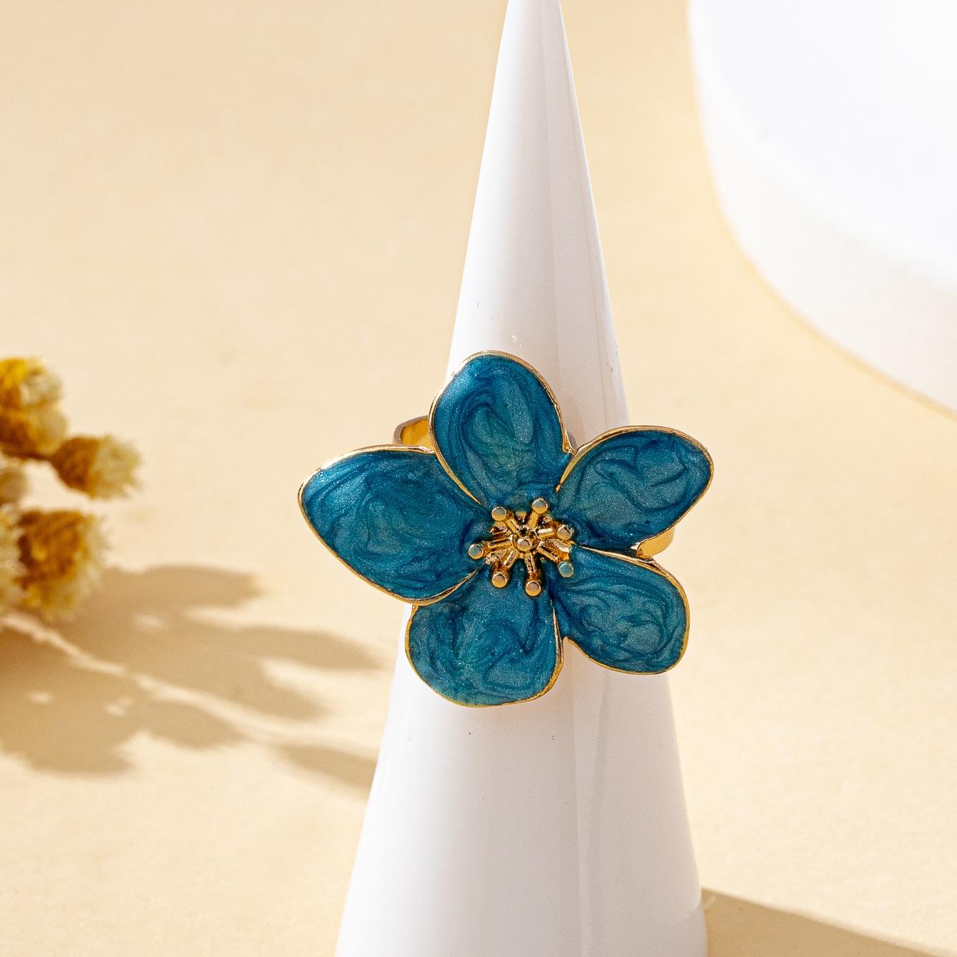 

A Women s Open Ring with Floral Designs in Various Colors to Choose From, a Colorful and Fashionable Open Ring Suitable for Everyday and Vacation Wear