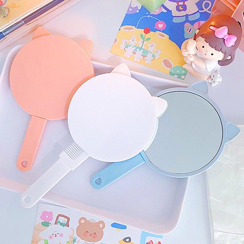 2-In-1 Portable Mirror Comb Handheld Mirror Comb Extracted Travel Multifunction Hair Brush Massage Styling Tool