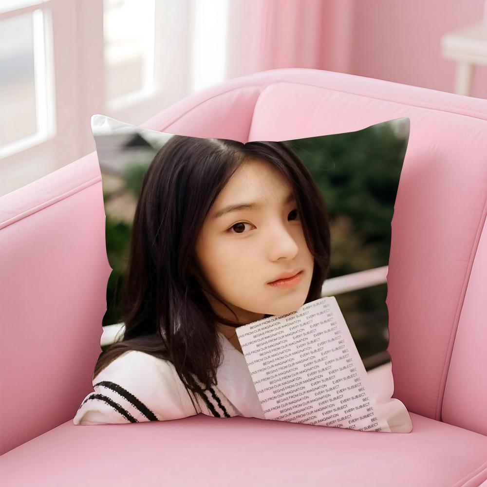 Hot Beautiful Kpop Singer GGyubin Sweet Cushion Cover Pillowcase Short Plush Invisible Zipper Room Sofa Cushion Cover