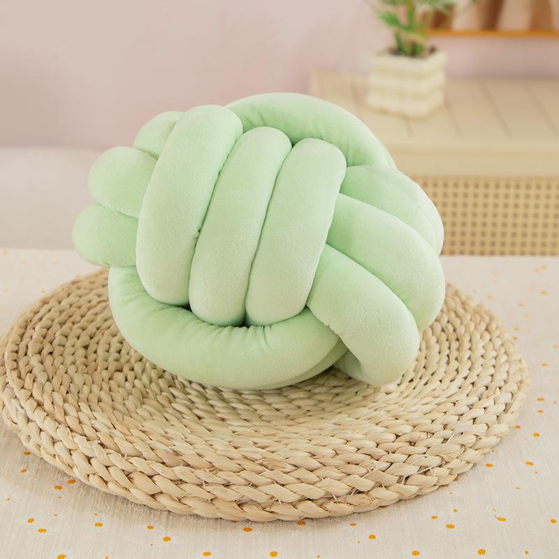 

Скандинавская подушка-шарик, трехплетеный узел, подушка-шарик, ручной работы, бархатная подушка, подушка-узел, подушка на эркер 20cm зелёный