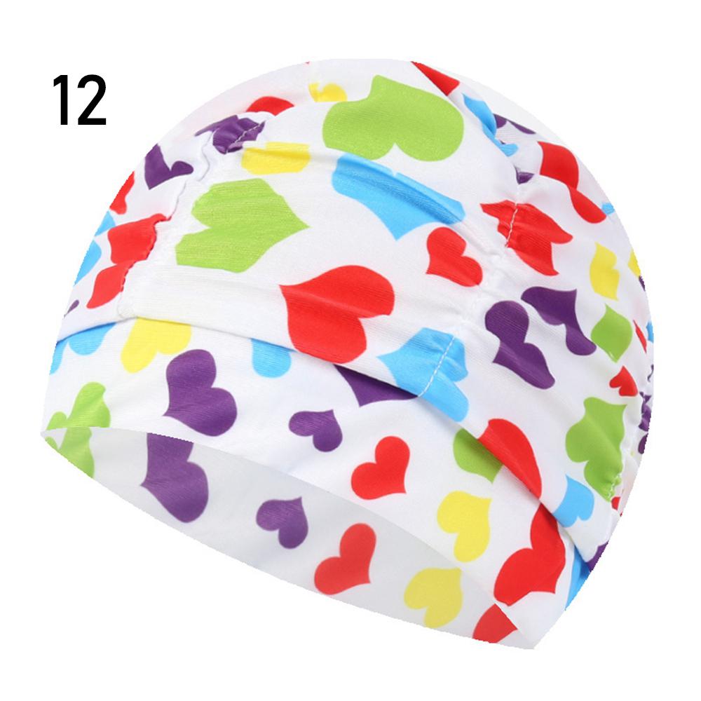 Shower Cap Elastic Nylon Turban Flowers Printed Swimming Cap Pool Bathing Hat Long Hair Protect Waterproof Hats for Men Women