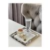 6 Pieces Stainless Steel Luxury Square Silver Colored Serving Tray And Plate - 21x21cm Presentation Tray