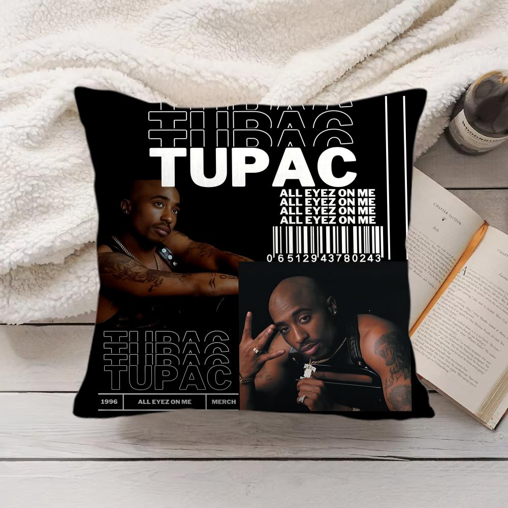 Cool T-Tupac 2Pac S-Shakur Cushion Cover Silky Short Plush Invisible Zipper Dustproof Sofa Pillow Case For Home Decor