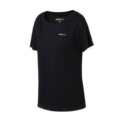 T-shirt de sport décontracté à manches courtes et col rond Neo pour femme Noir CV7021