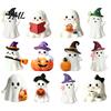 Halloween Ghost Decor Resin Figurine, Creepy Witch Hat Statue, Statue Pumpkin Reading Ornament for Holiday Party Decoration Desktop
