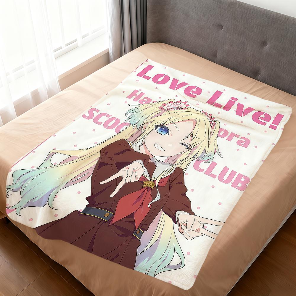 Anime Kawaii Art Girl Love L-live Soft Warm Plush Blanket for Dormitory Sofa Living Room Pet Hogar Bedroom Gift Nap Home Flannel