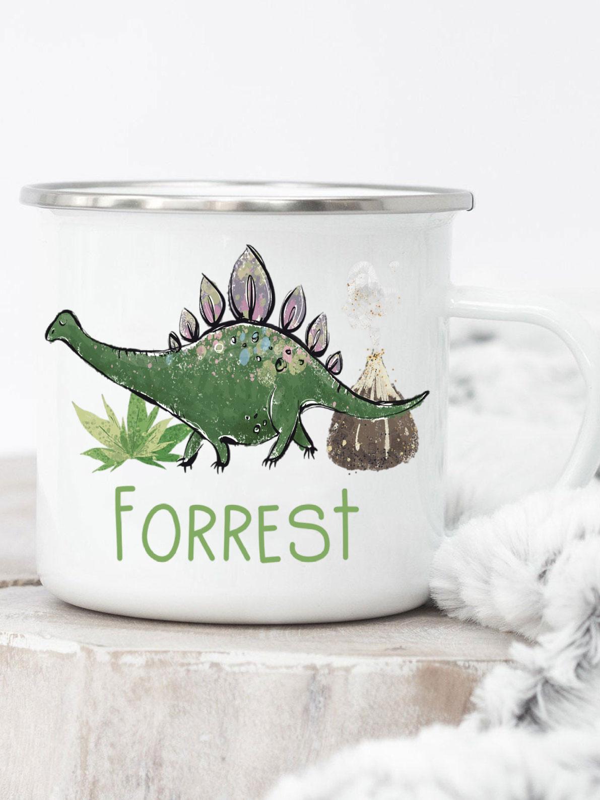 

Персонализированные кружки с буквами динозавра, симпатичная эмалированная кружка для кофе, молочный напиток, чашка для сока, подарки на день рождения, день матери, милые девушки