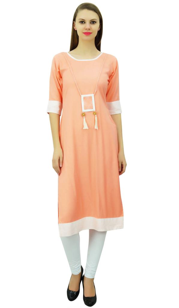 Bimba Women Rayon Tunic 3 4 Sleeve Chic Kurti Kurta Indian Ethnic Dress