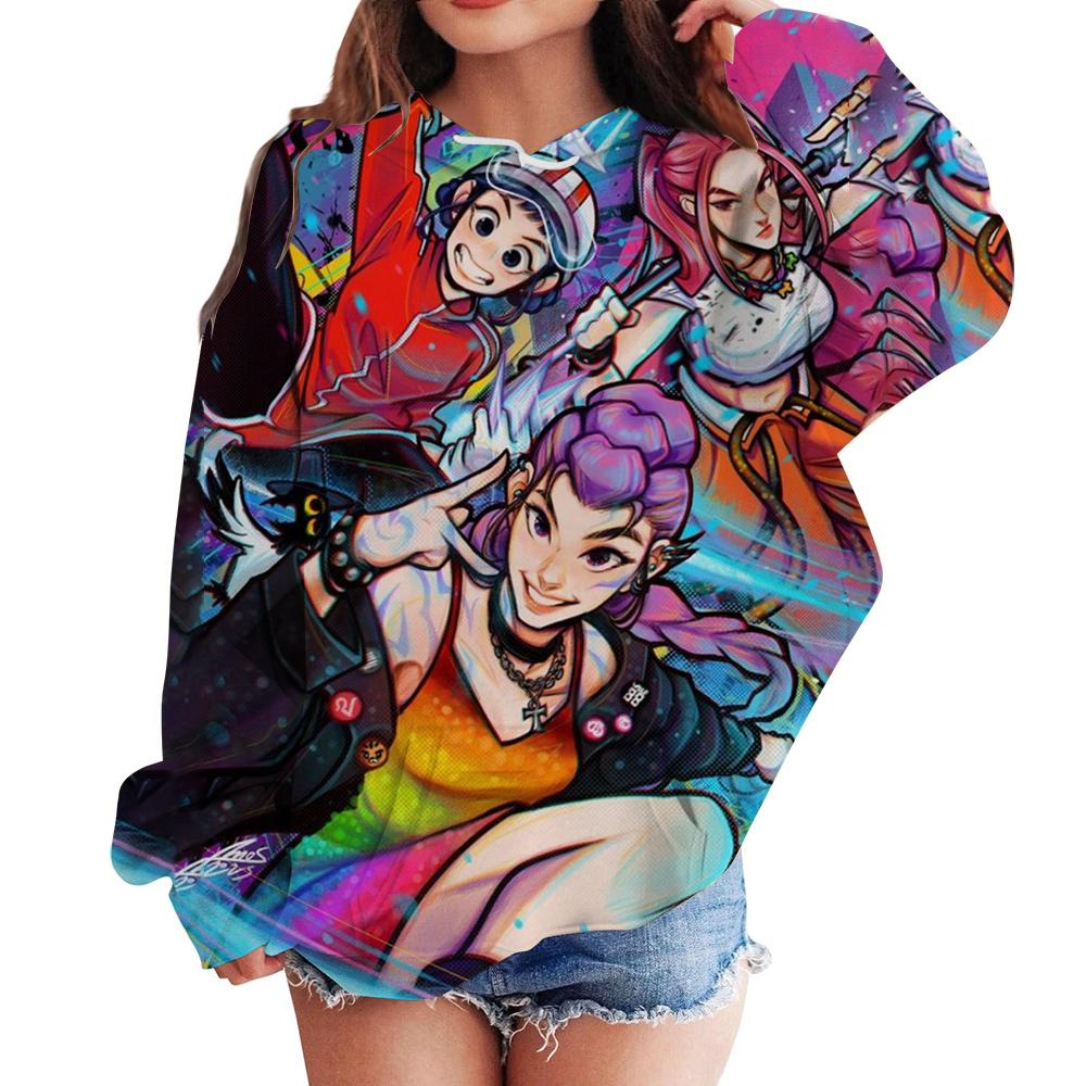 Høst 3D KPop Devil Hunter Trykte Hettegensere Moteable Casual Sport Langermet Dame Hettegensere