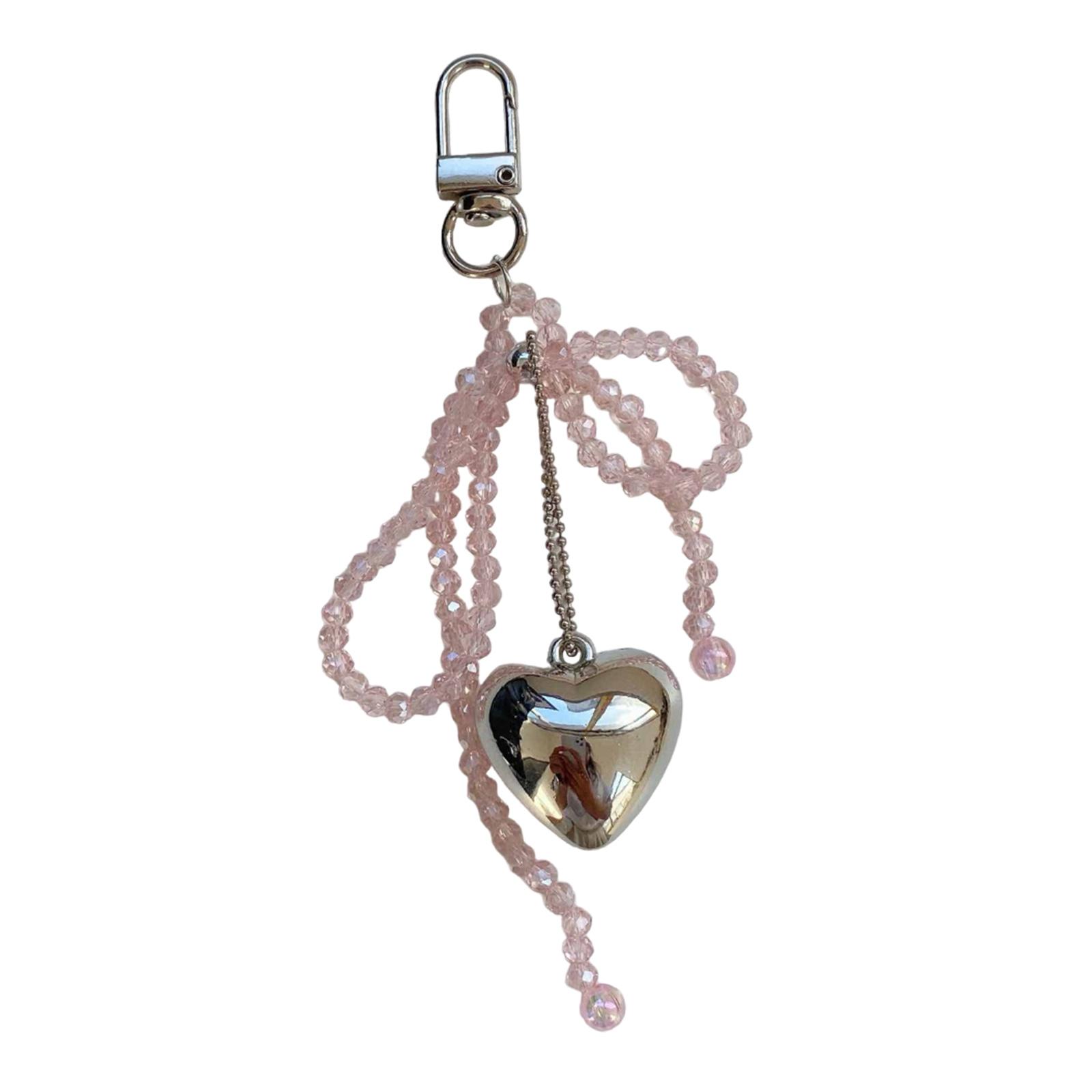 

Брелки с подвесками в виде сердечек и кристаллов в виде банта, милые, симпатичные, подвесные украшения, брелок для рюкзака, украшение для женщин и девочек B