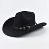 Vintage Big Wide Brim Western Cowboy Hat With Leather Fascinator Cowgirl Jazz Hat Cloche Church Caps Sombrero Hombre