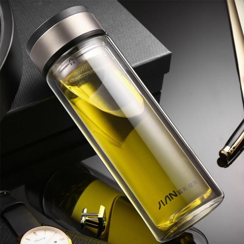 Портативный двухслойный стеклянный стакан FUGUANG X1705 350ml чёрный