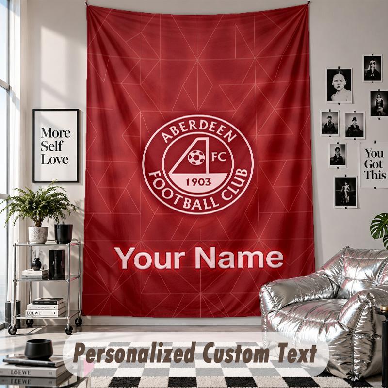 Custom Tapestry Wall Hanging, Aberdeen FC Personalized Name Text Home Wall Decor