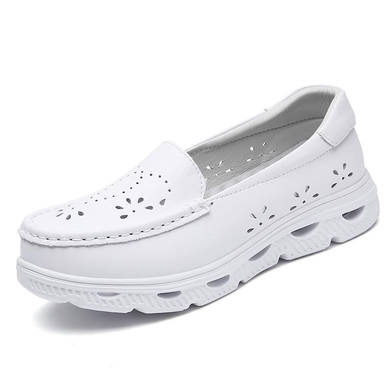 

ANZUEN Women s Soft Sole Flat Hollow White Shoes 41