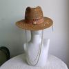 Nuovi Cappelli di Paglia da Donna alla Moda con Ape Metallica Lettera Eleganti per le Vacanze Cappello Boater Estivo a Tesa Piatta Cappello da Sole da Spiaggia
