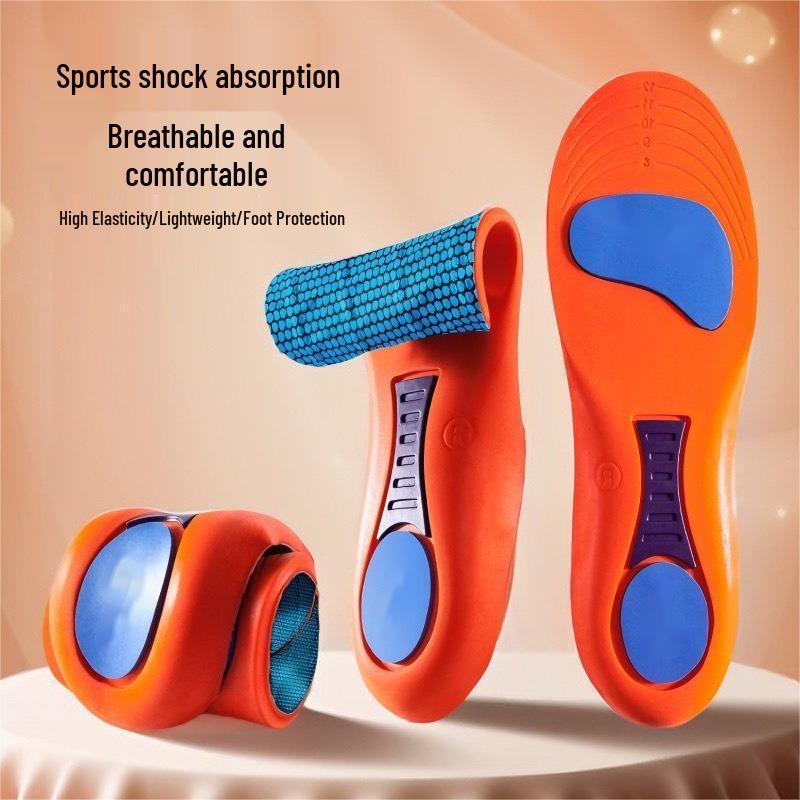 Men's Shock Absorption Sweat-Absorbing Insoles - Soft Sole for Summer Military Training, Flat Arch Support