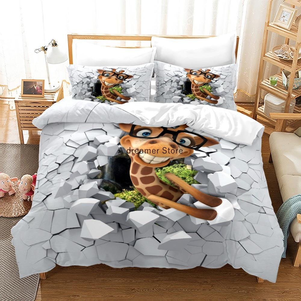 African Animals Giraffe Sunset Bedding Set 3D Duvet Cover Set Bedspread For Boys Girls Kids Home Textiles Microfiber Bedspread