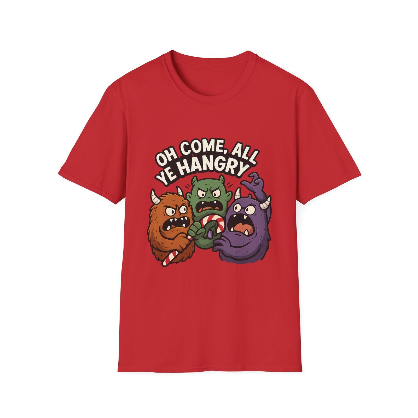 Unisex Softstyle T-Shirt Mens Womens Tees Top Oh Come All Ye Hangry Candy Monster Christmas Humor 3XL