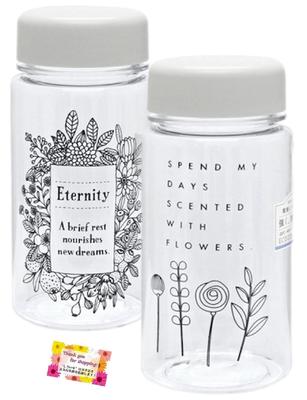 [Simple and Cute Design Made of Lightweight, Shatter-resistant PET] 350ml Flower Drink Bottles, Hot or Cold, Perfect for School or Office, Dishwasher