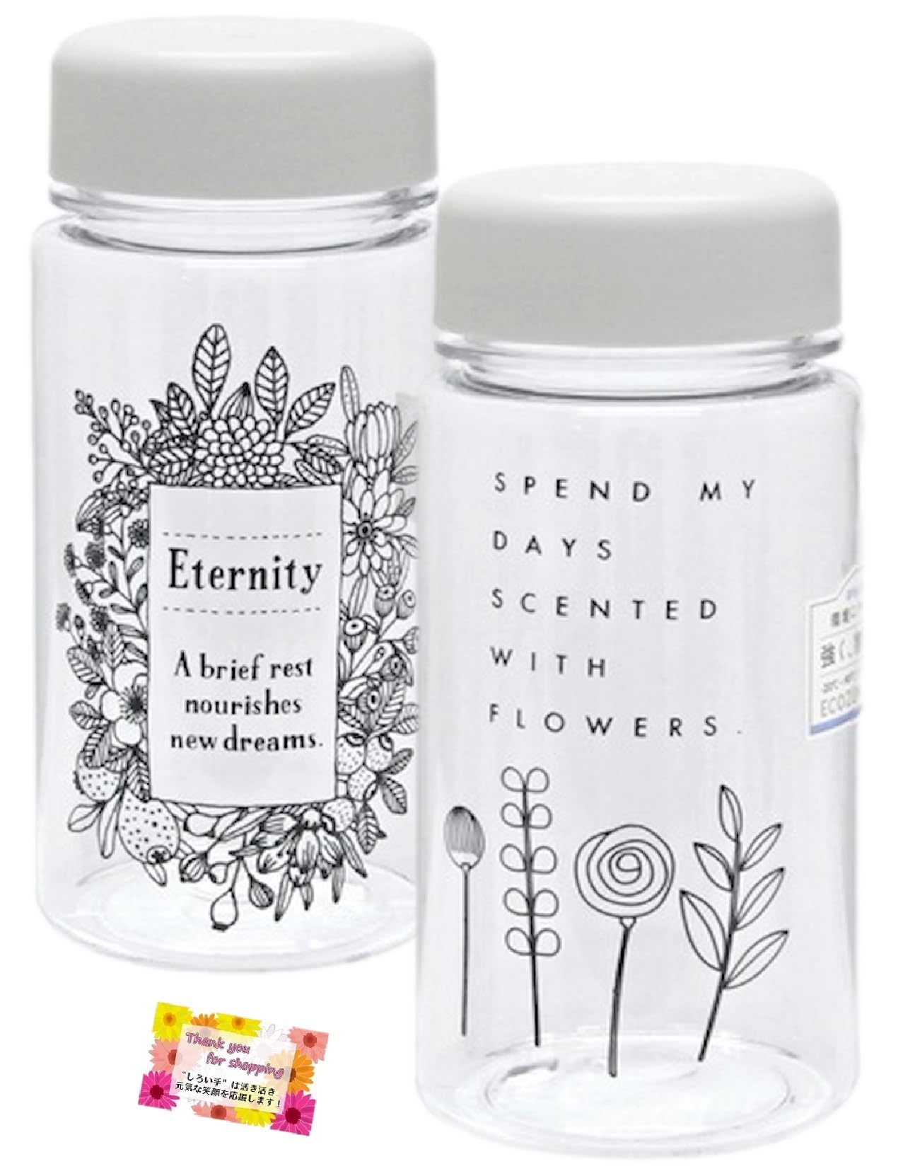 

[Simple and cute design Made of lightweight, shatter-resistant PET] 350ml Flower Drink Bottles, Hot or Cold, Perfect for School or Office, Dishwasher