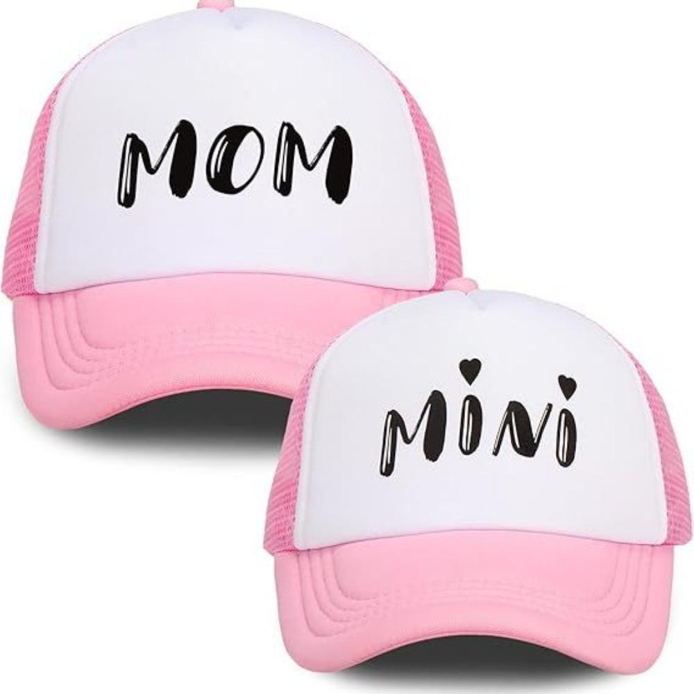 DAD MOM MINI Printed Family Baseball Cap Washed Cotton Mesh Baseball Hats For Mom Dad Kids