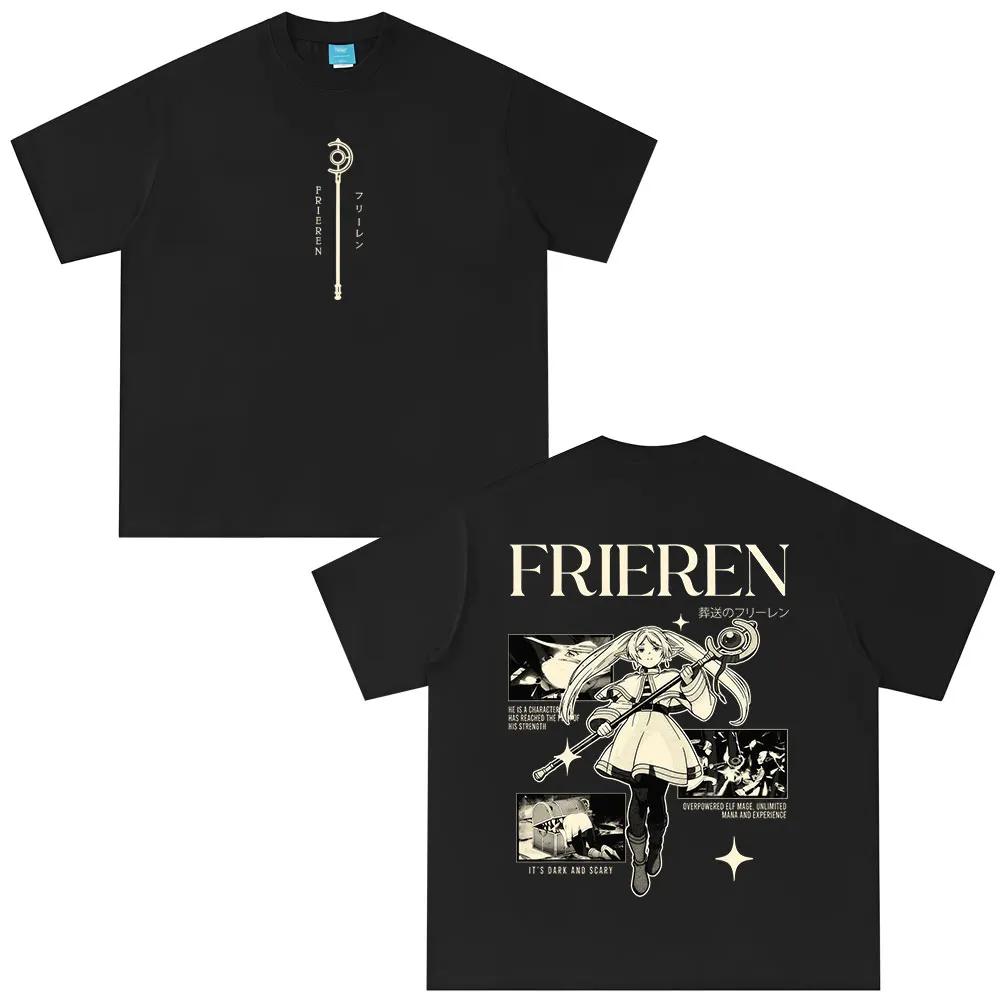 

Anime Frieren_ Beyond Journey s End Frieren Graphic T-shirt Men Women Clothing Fashion Short Sleeve Cotton Summer T Shirts Tops S чёрный