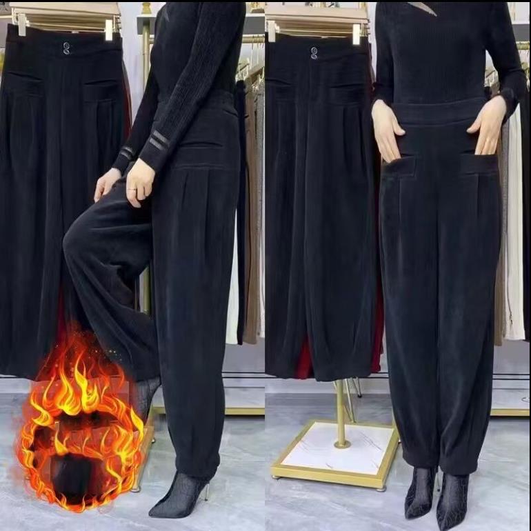 Autumn Winter  Women's High-Waisted Corduroy Chenille Harem Pants Lantern Pants Loose Fit