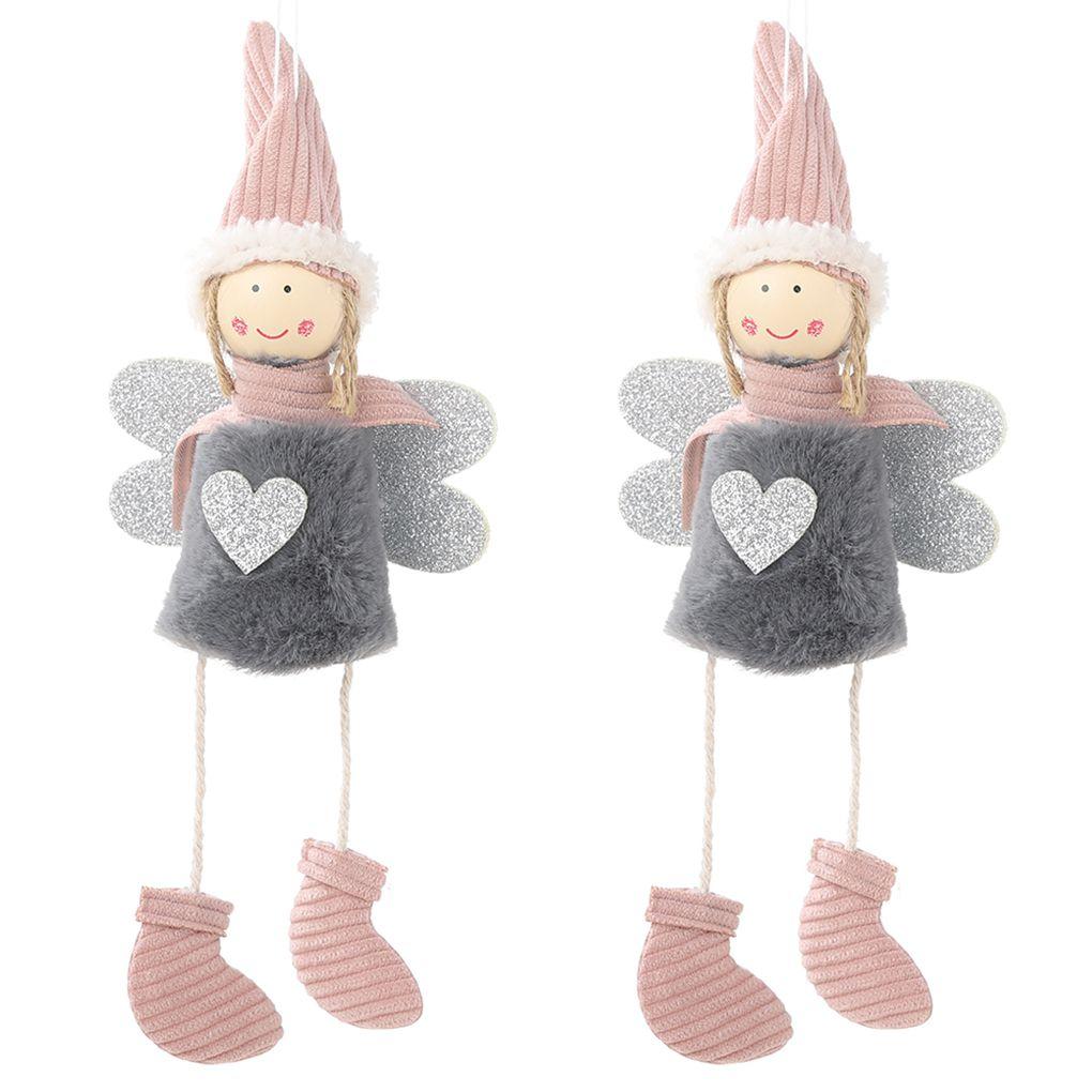 Lovely Mini Xmas Tree Plush Hanging Leg Angel Pendant Home Decoration Kids Gift