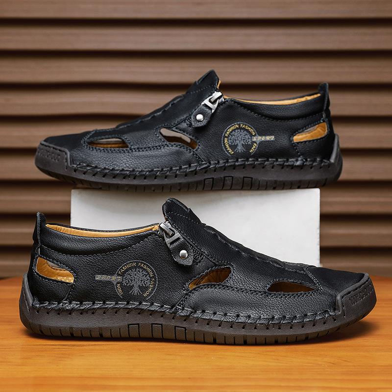 2025 новые мужские сандалии, прошитые тапочки, пляжная обувь, уличная повседневная ветрозащитная обувь большого размера, дышащая мужская обувь 38