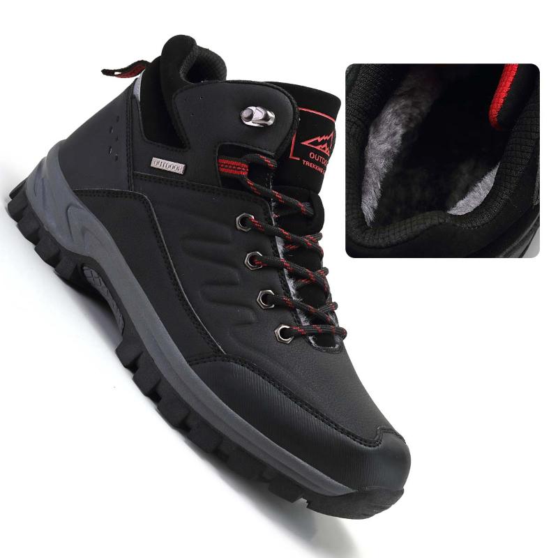 Nouvelles Chaussures de Randonnée d'Extérieur pour Hommes à Tige Haute et Polaire Antidérapantes Chaudes Bottes de Neige Bottes en Coton Noires pour Hommes Chaussures Populaires d'Hiver